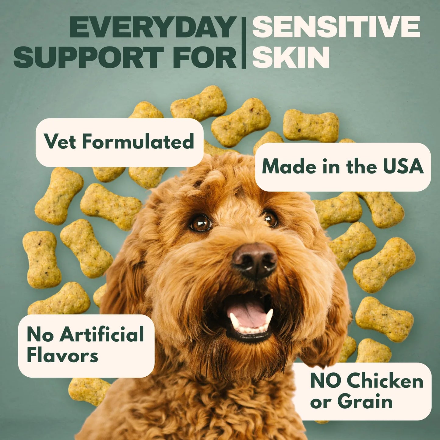 Vet formulated, made in the USA, no chicken or grain