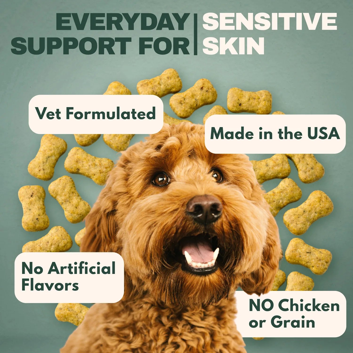Vet formulated, made in the USA, no chicken or grain